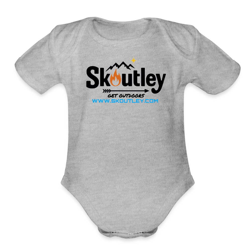 Organic Short Sleeve Baby Bodysuit - heather grey