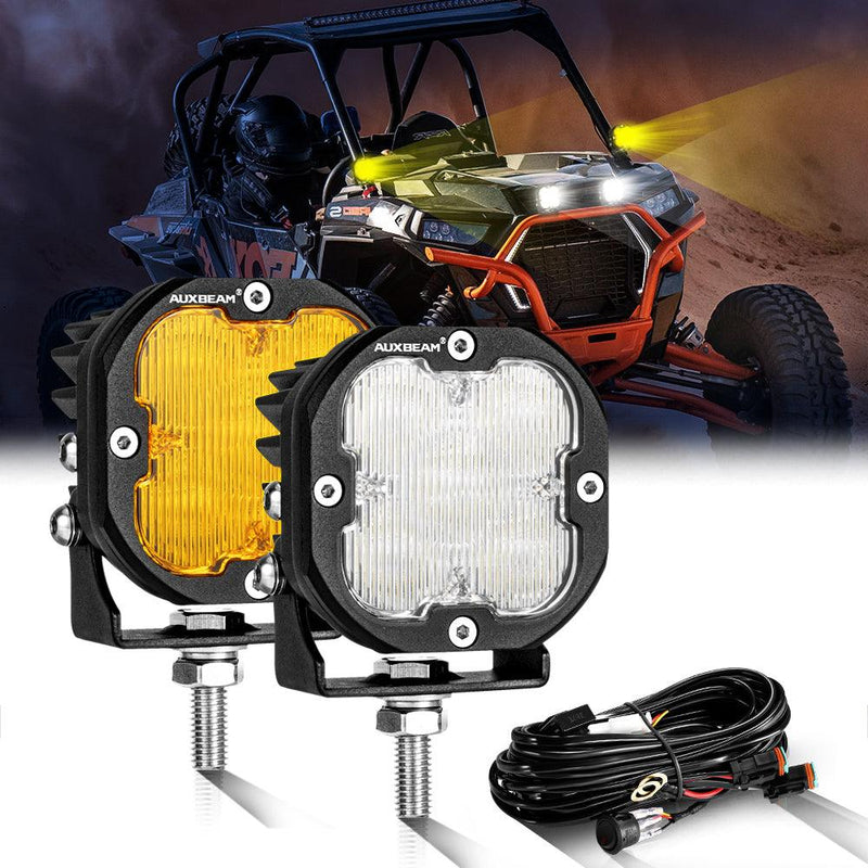 Load image into Gallery viewer, 3 Inch 80W 9600LM LED Pods Lights White&Amber for ATV UTV SIDE BY SIDE 4X4