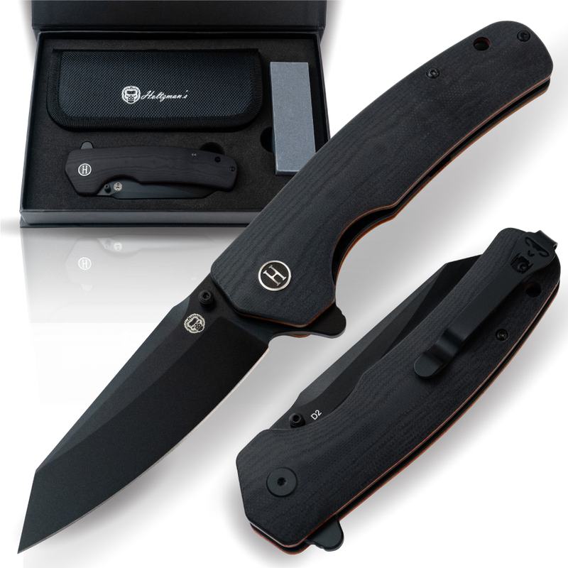 Load image into Gallery viewer, The Clip Point Folding Pocket Knife Giftset for Men and Women (Black and Orange)
