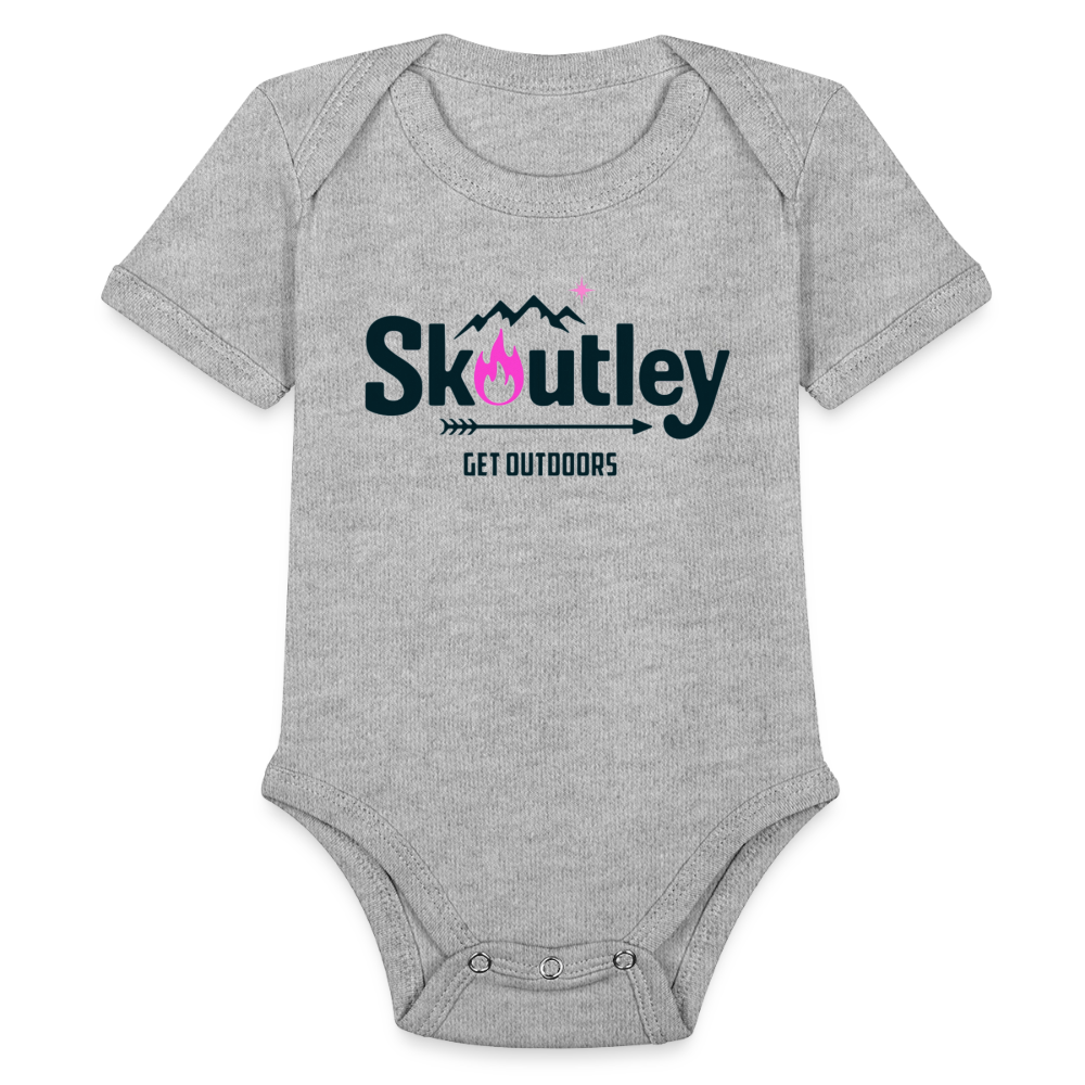 Organic Short Sleeve Baby Bodysuit - heather grey