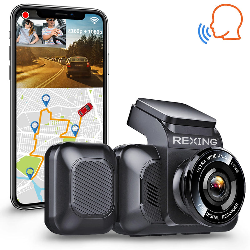 Load image into Gallery viewer, REXING V5C Plus Dash Cam Front 4K & 1080p Cabin Camera w/ Modular Capabilities, WiFi, and GPS