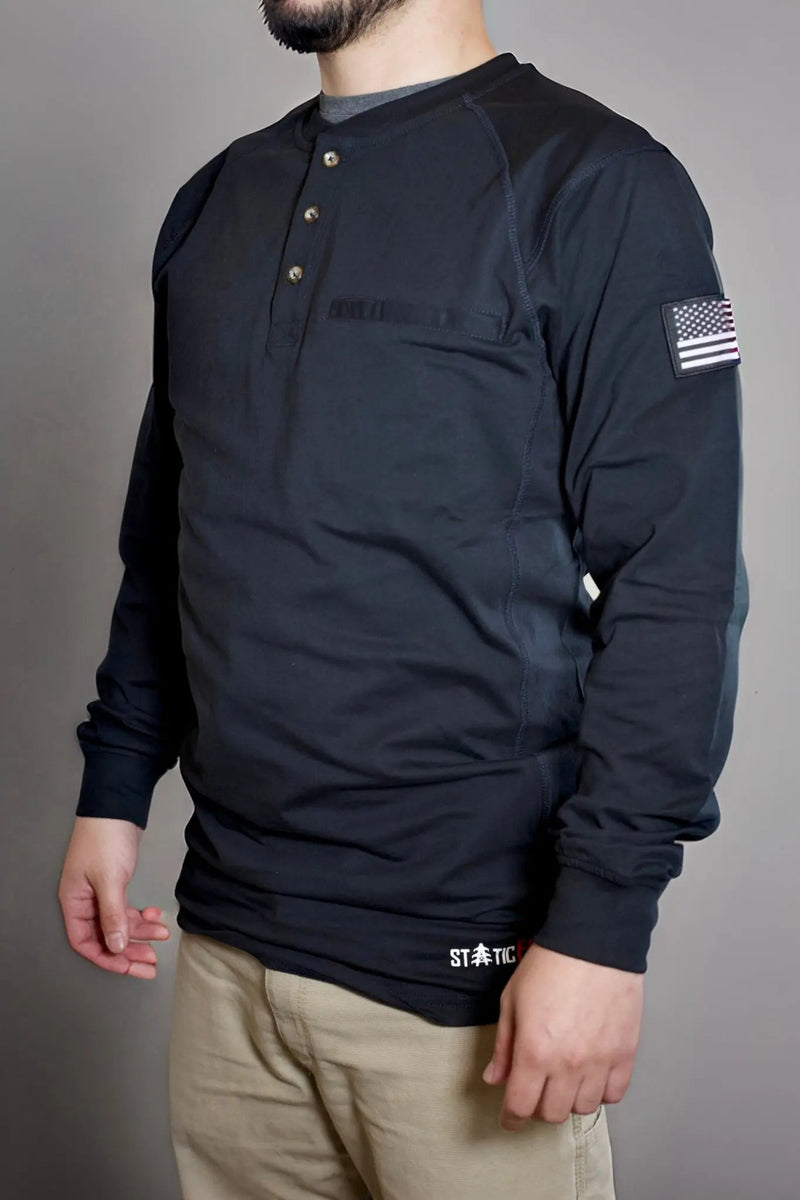 Load image into Gallery viewer, FR 3-Button Henley Shirt - Black