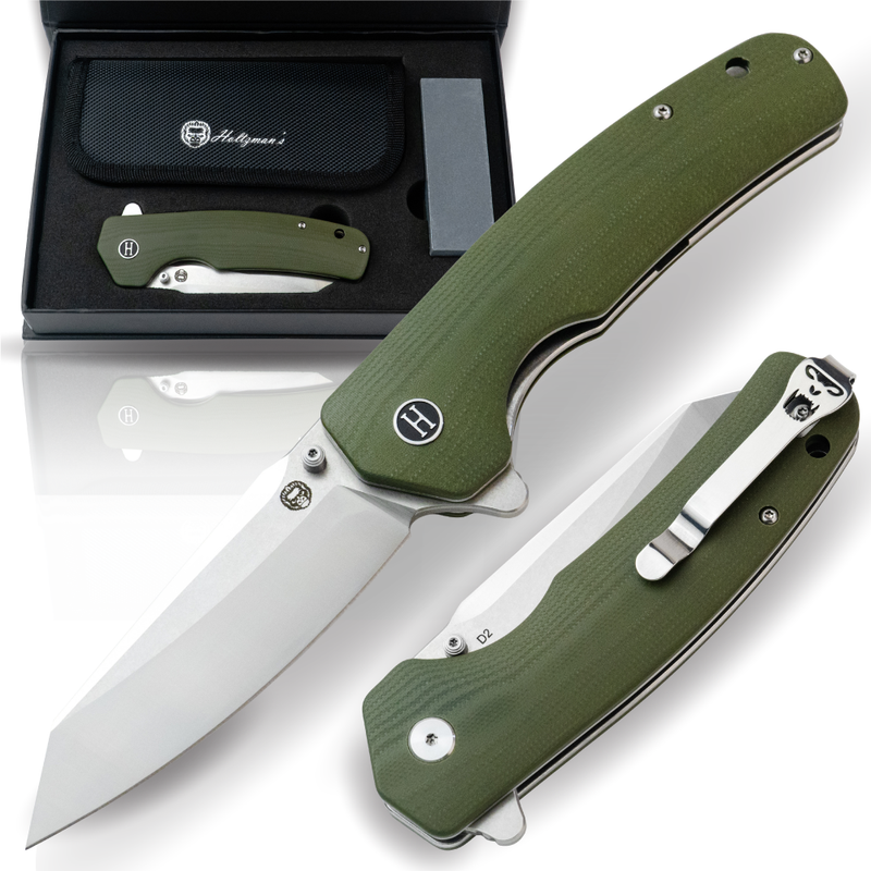 Load image into Gallery viewer, The Clip Point, Straight Back, Pioneer Folding Pocket Knife Giftset Combo (Silver and Green)
