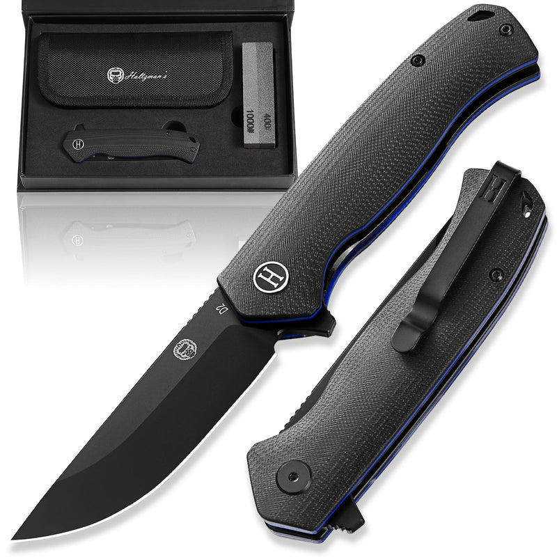 Load image into Gallery viewer, The Pathfinder Folding Pocket Knife Giftset for Men and Women (Black and Blue)