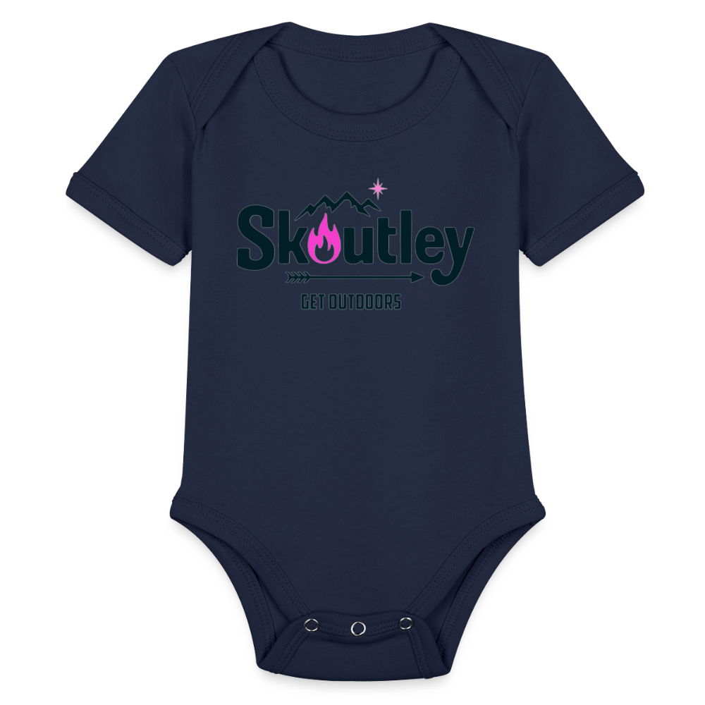 Organic Short Sleeve Baby Bodysuit - dark navy