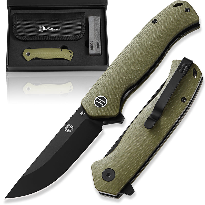 Load image into Gallery viewer, The Pathfinder Folding Pocket Knife Giftset for Men and Women (Green and Silver)