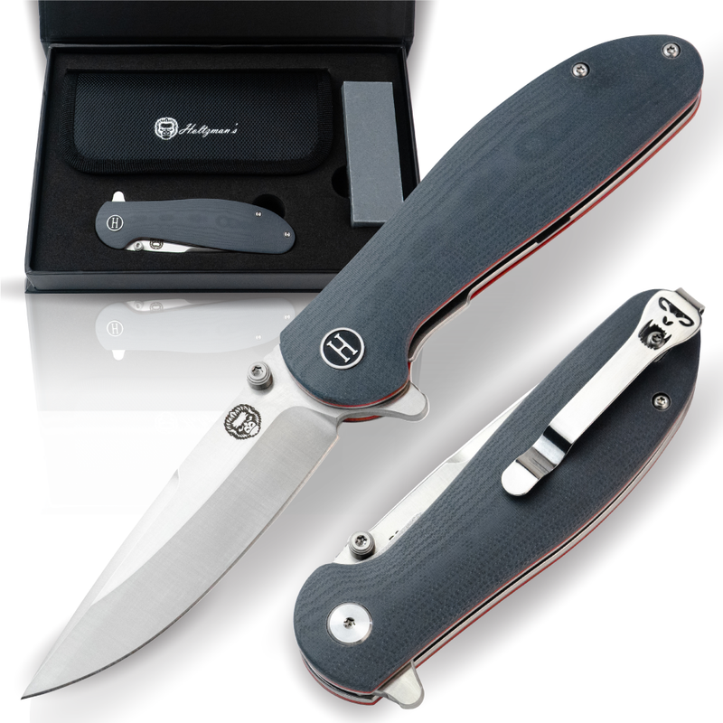 Load image into Gallery viewer, The Straight Back Folding Pocket Knife Giftset for Men and Women (Grey and Red)