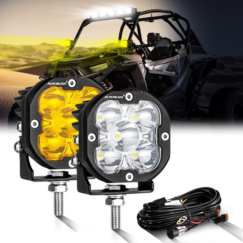 Load image into Gallery viewer, 3 Inch 80W 9600LM LED Pods Lights White&Amber for ATV UTV SIDE BY SIDE 4X4