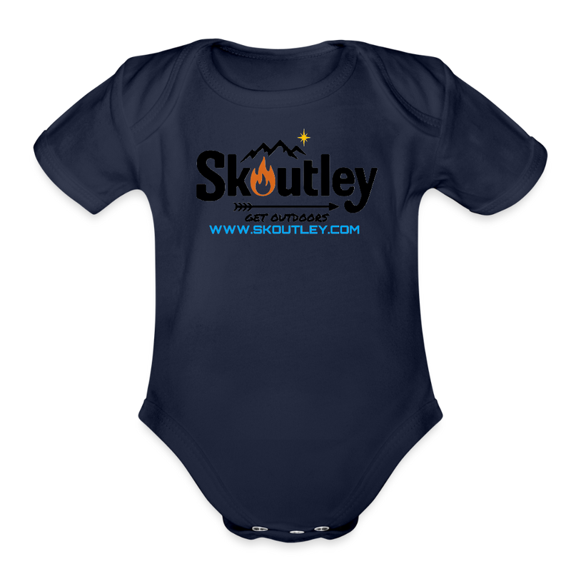Load image into Gallery viewer, Organic Short Sleeve Baby Bodysuit - dark navy