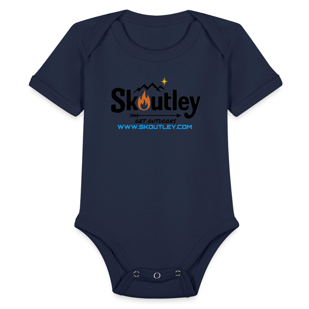 Organic Short Sleeve Baby Bodysuit - dark navy