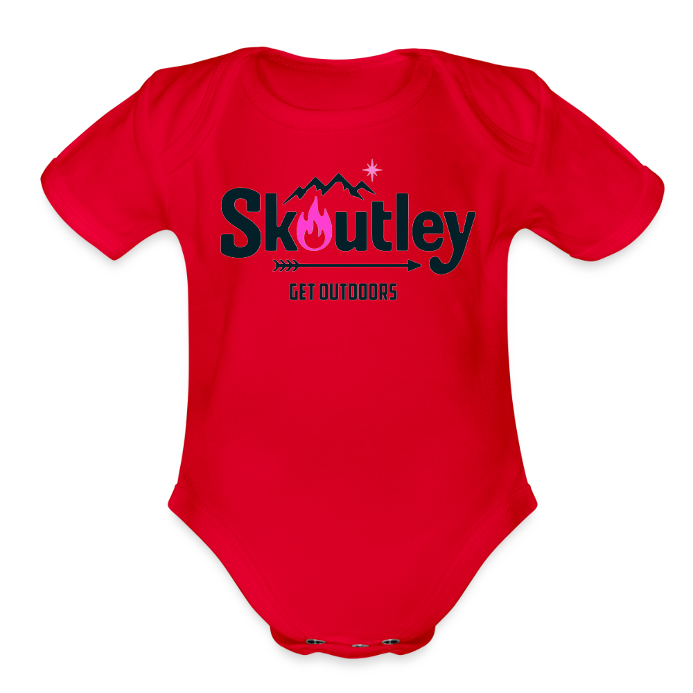 Organic Short Sleeve Baby Bodysuit - red