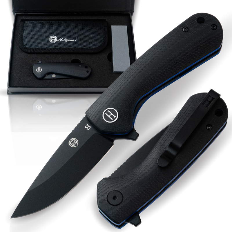 Load image into Gallery viewer, The Peasant Folding Pocket Knife Giftset for Men and Women (Black and Blue)