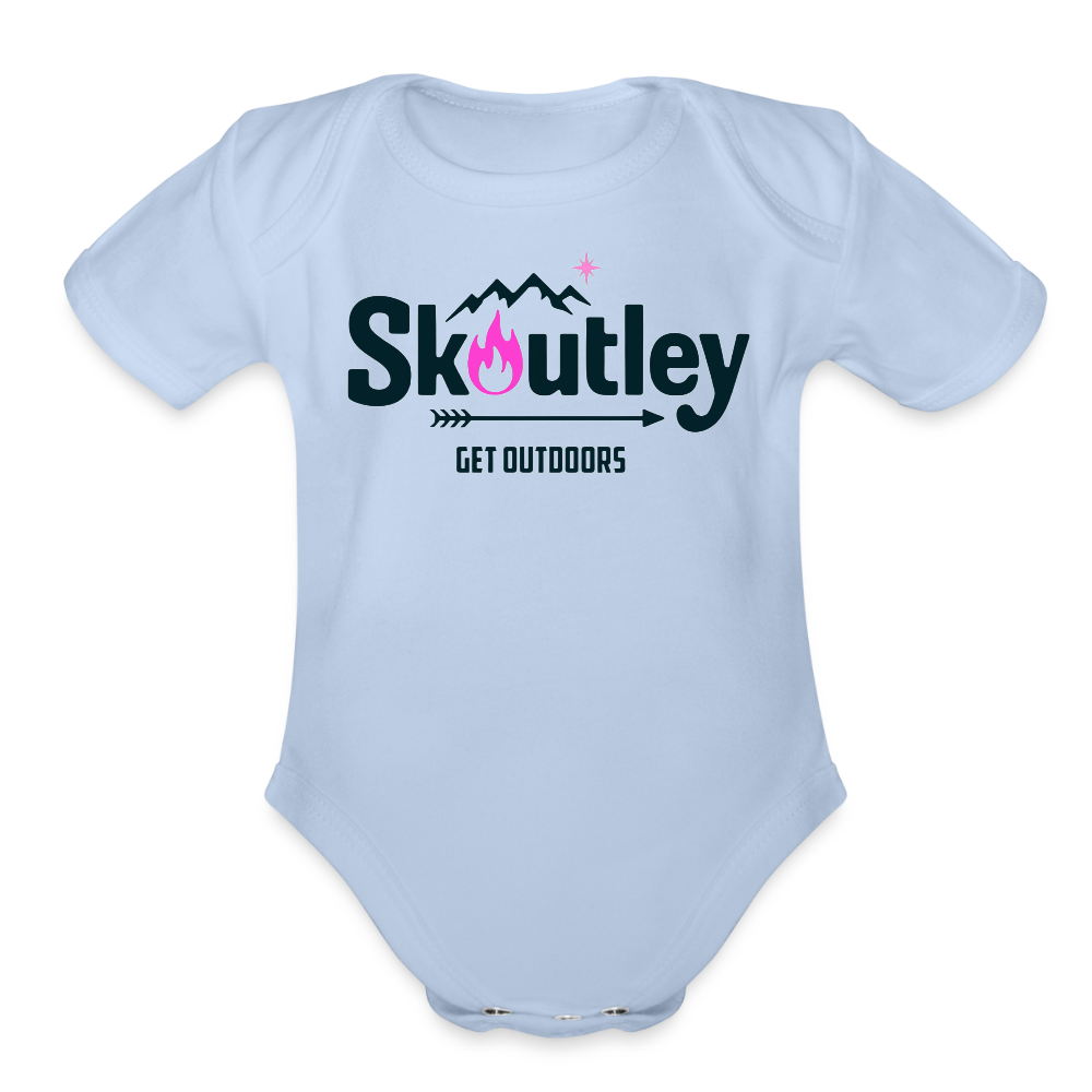 Organic Short Sleeve Baby Bodysuit - sky