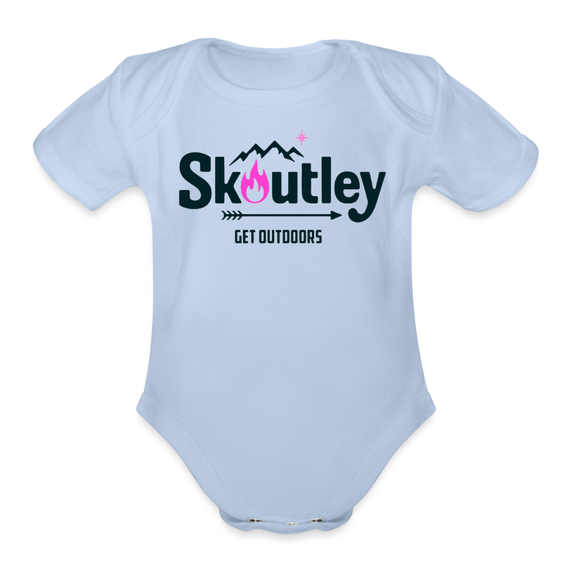 Load image into Gallery viewer, Organic Short Sleeve Baby Bodysuit - sky