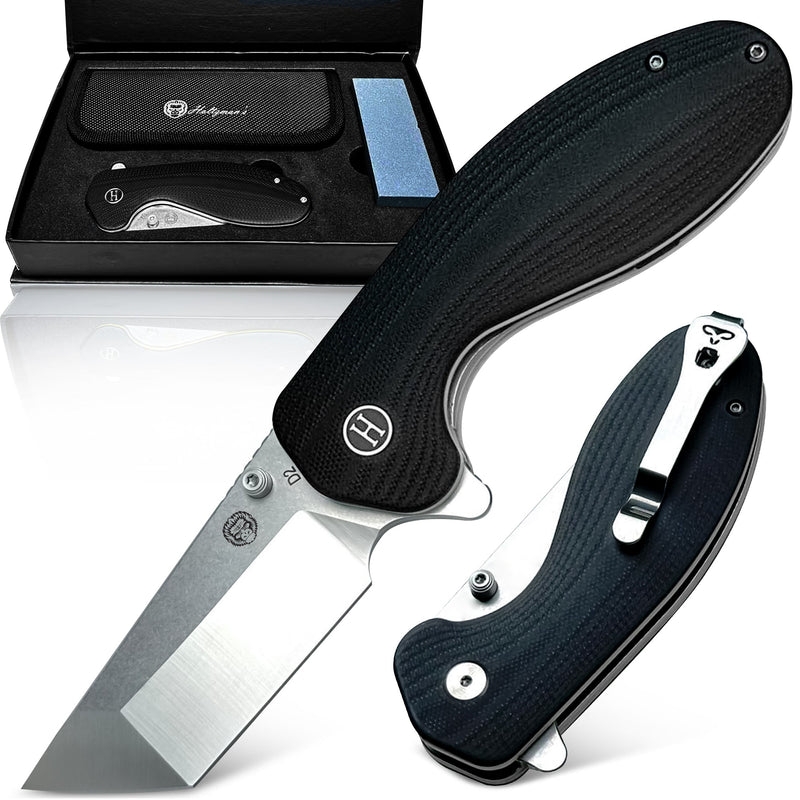 Load image into Gallery viewer, The Pioneer Folding Pocket Knife Giftset for Men and Women (Silver and Black)