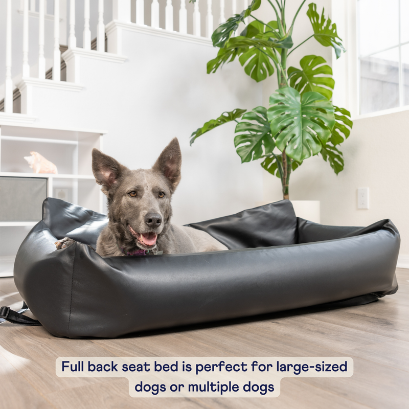 Load image into Gallery viewer, PupProtector™ Faux Cool-to-Touch Vegan Leather Memory Foam Dog Car Bed - Black
