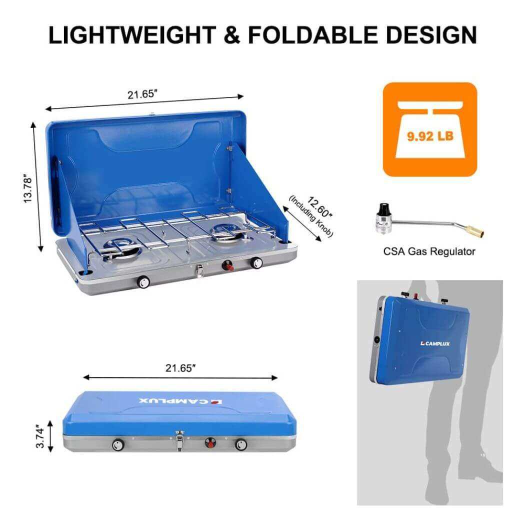 Camplux Propane Camping Stove 20,000 BTU, Camping Stoves 2 Burners with CSA Certification - Skoutley Outdoors LLC