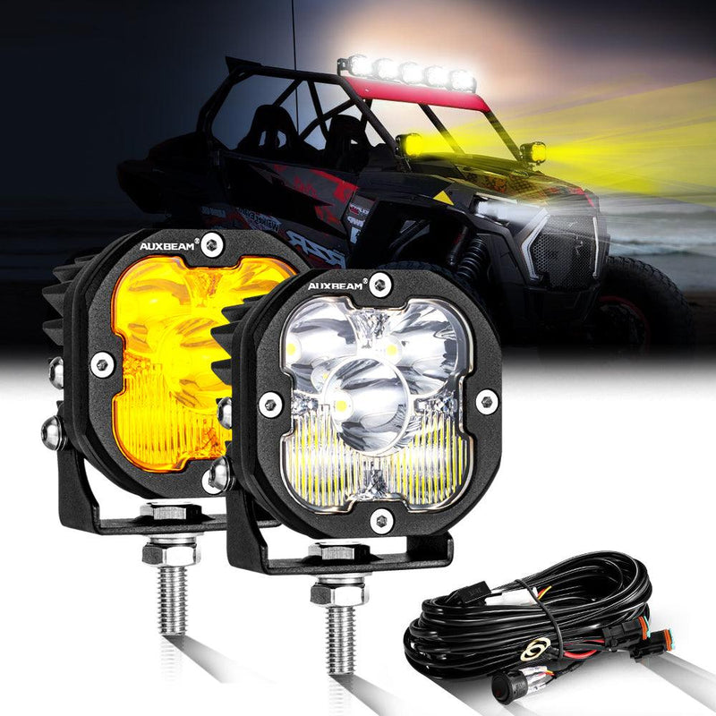 Load image into Gallery viewer, 3 Inch 80W 9600LM LED Pods Lights White&Amber for ATV UTV SIDE BY SIDE 4X4
