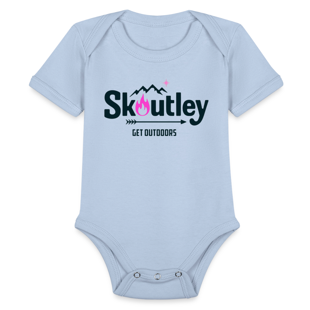 Organic Short Sleeve Baby Bodysuit - sky