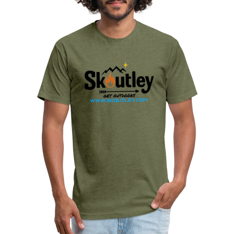 Load image into Gallery viewer, Fitted Cotton/Poly T-Shirt by Next Level - heather military green