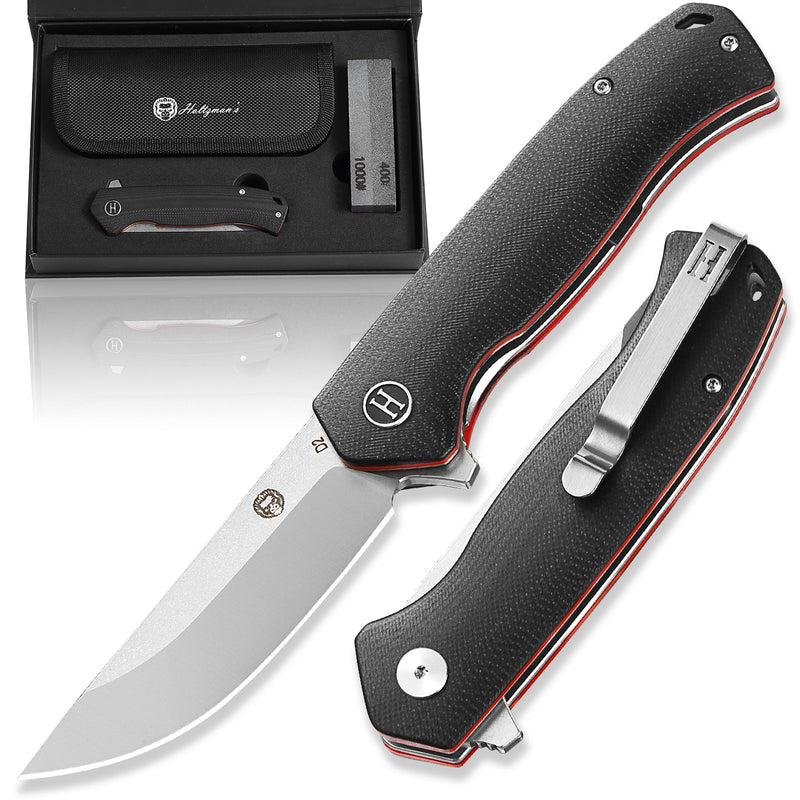 Load image into Gallery viewer, The Pathfinder Folding Pocket Knife Giftset for Men and Women (Silver and Red)