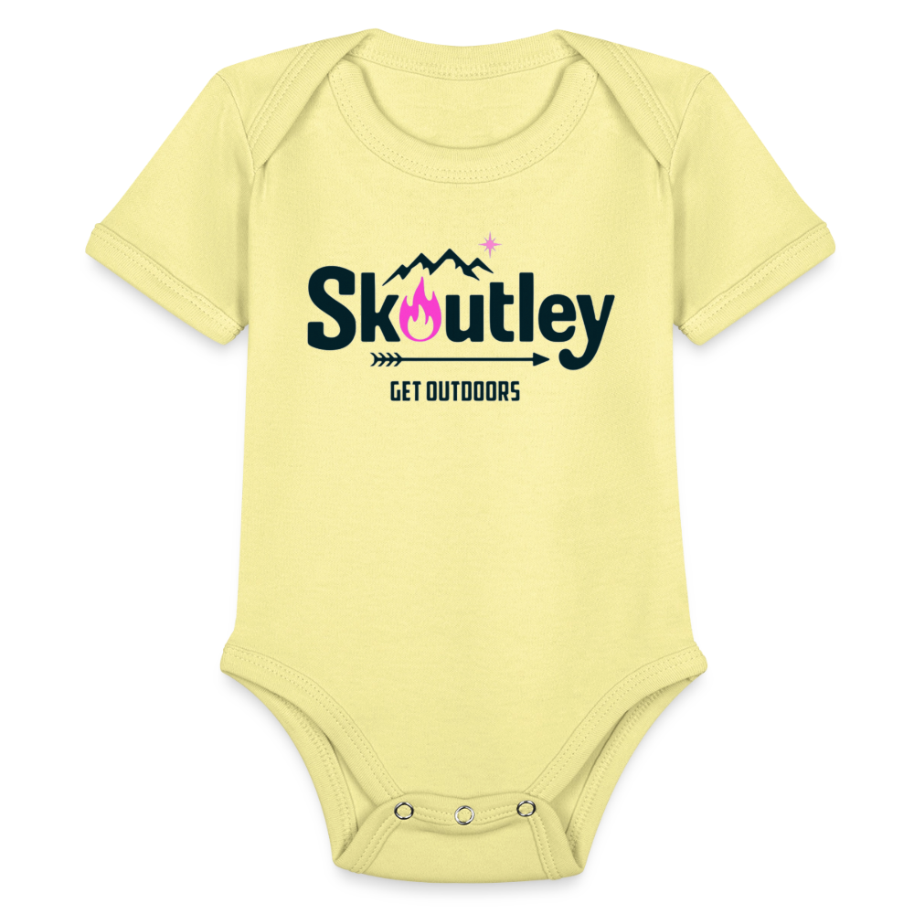 Organic Short Sleeve Baby Bodysuit - washed yellow