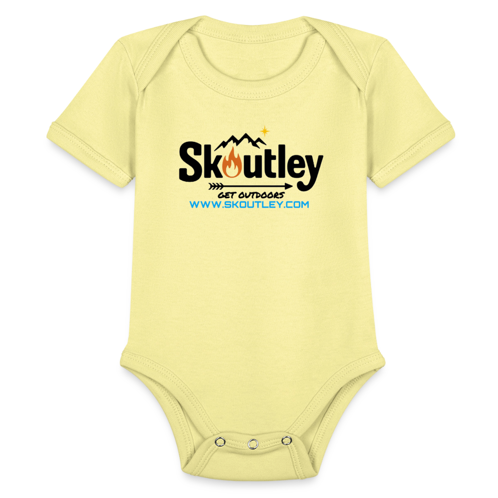 Organic Short Sleeve Baby Bodysuit - washed yellow