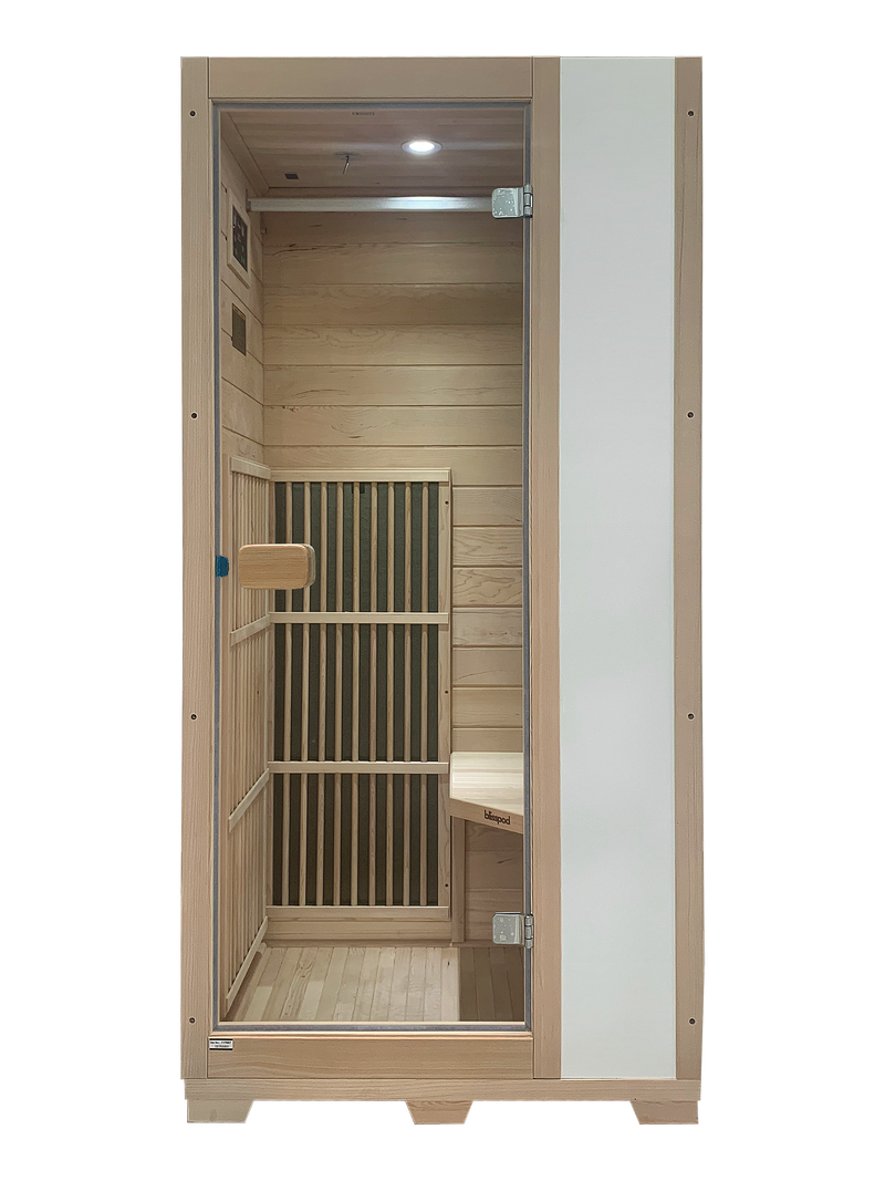 Load image into Gallery viewer, Blisspod | Vienna | Far Infrared Sauna | Canadian Hemlock Very Low EMF | 72.8"H x 35.4"W x 25.6"D | 1 Person