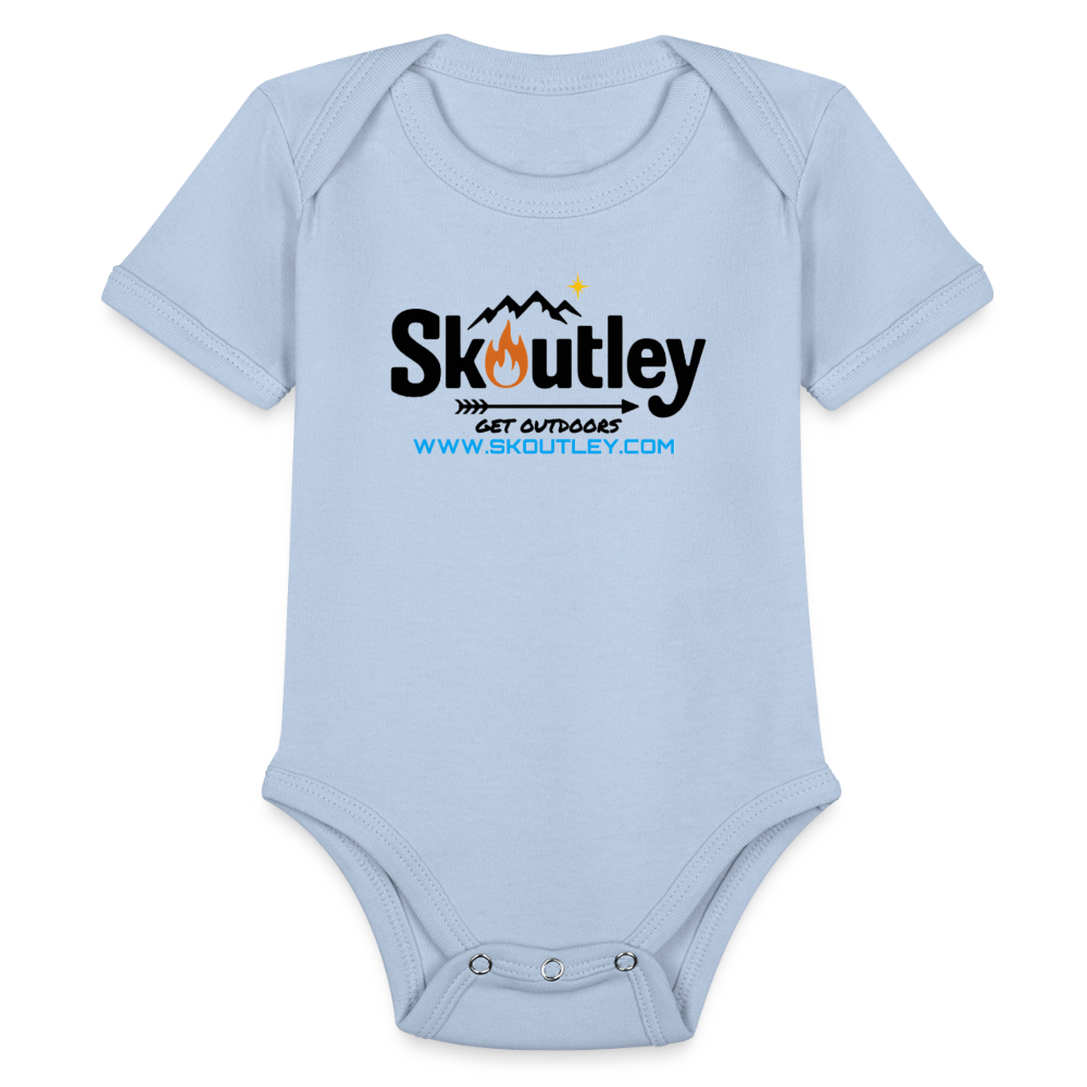 Organic Short Sleeve Baby Bodysuit - sky