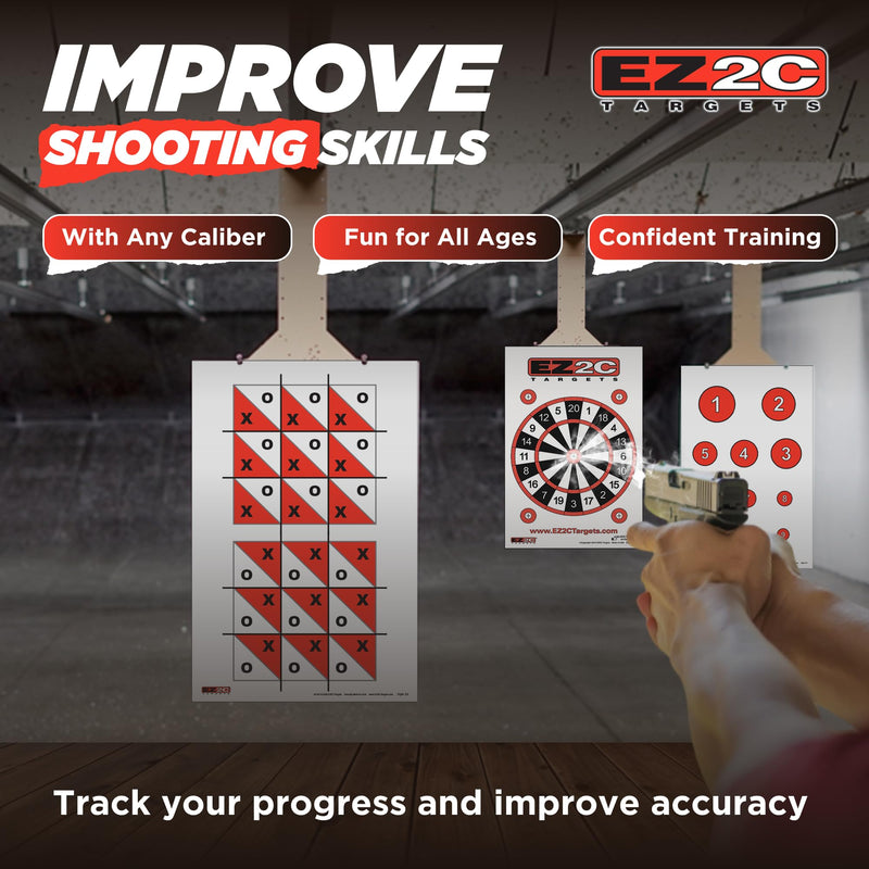 Load image into Gallery viewer, 40 EZ2C Targets: Four Fun Game Styles Paper Targets 11"x17" USA MADE