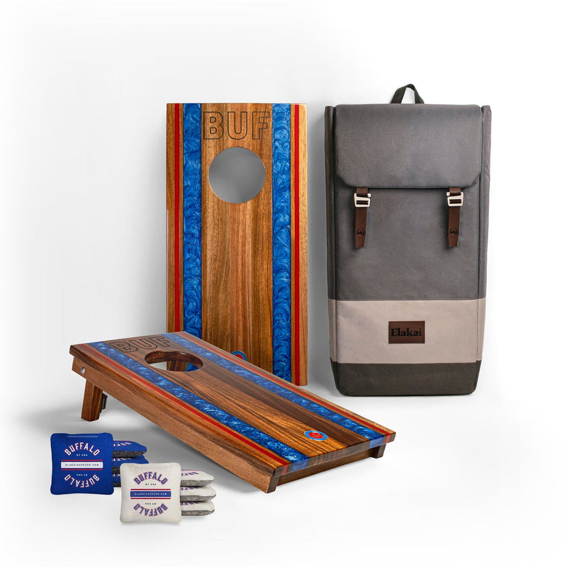 Load image into Gallery viewer, 1ft x 2ft Gameday Teams Epoxy Resin Wood Compact Travel Cornhole Board Set