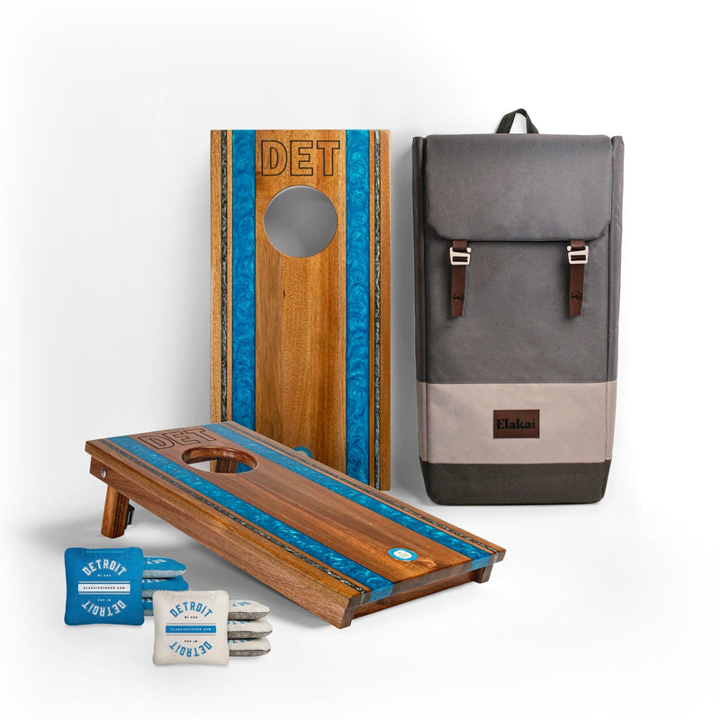 Load image into Gallery viewer, 1ft x 2ft Gameday Teams Epoxy Resin Wood Compact Travel Cornhole Board Set