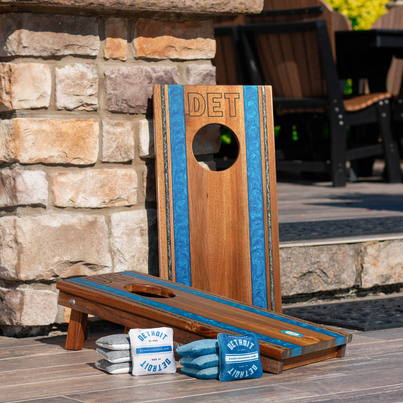Load image into Gallery viewer, 1ft x 2ft Gameday Teams Epoxy Resin Wood Compact Travel Cornhole Board Set