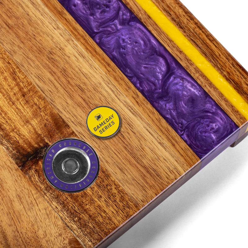 Load image into Gallery viewer, 1ft x 2ft Gameday Teams Epoxy Resin Wood Compact Travel Cornhole Board Set