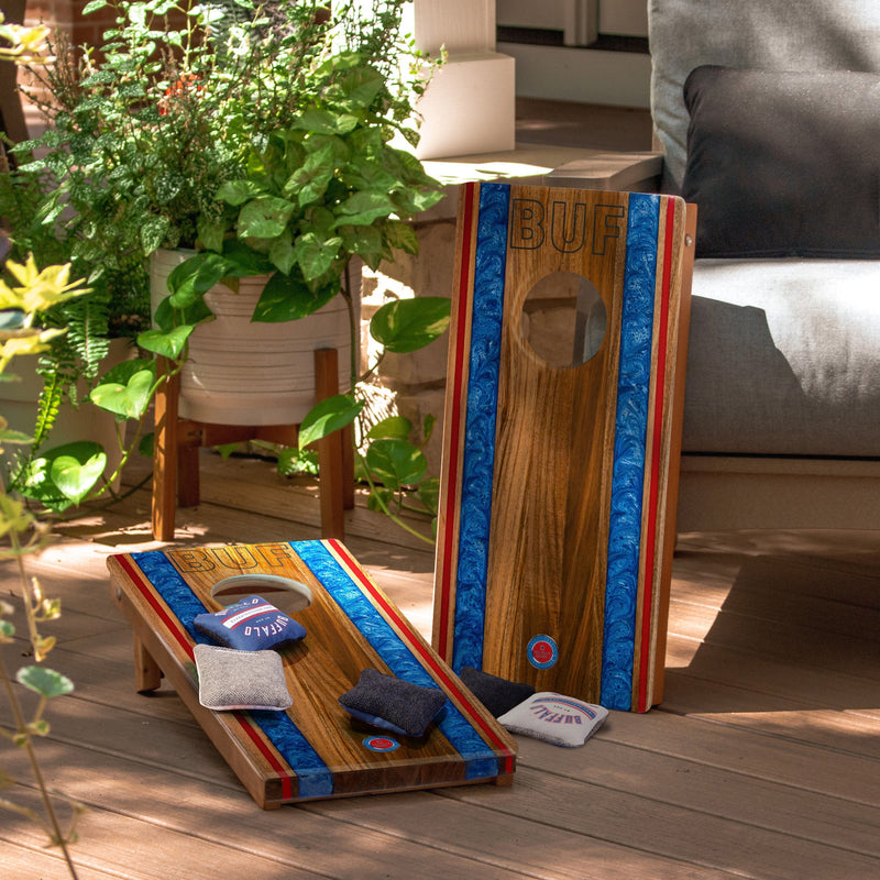 Load image into Gallery viewer, 1ft x 2ft Gameday Teams Epoxy Resin Wood Compact Travel Cornhole Board Set