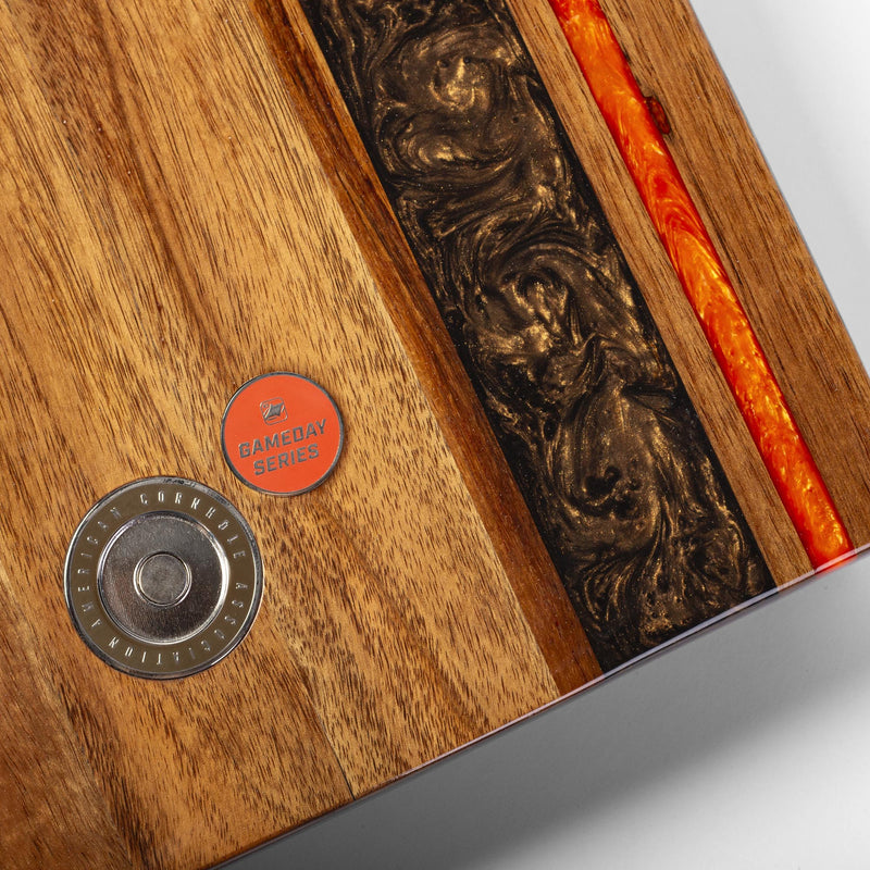 Load image into Gallery viewer, 1ft x 2ft Gameday Teams Epoxy Resin Wood Compact Travel Cornhole Board Set