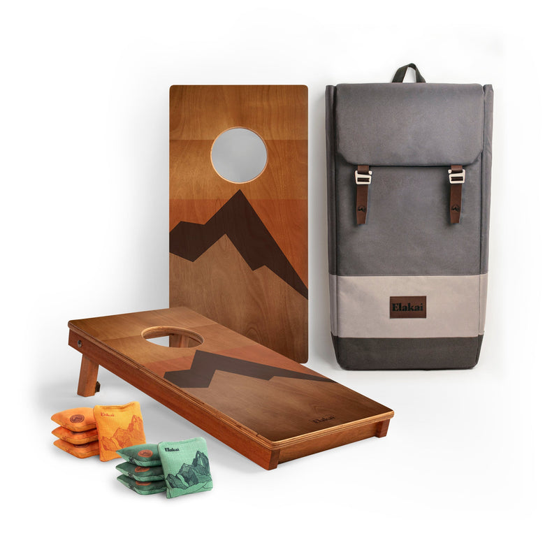 Load image into Gallery viewer, 1ft x 2ft Graphic Wood Travel Cornhole Set | Modern Angle Collection