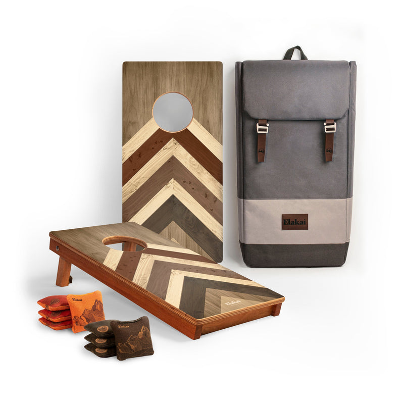 Load image into Gallery viewer, 1ft x 2ft Graphic Wood Travel Cornhole Set | Modern Angle Collection