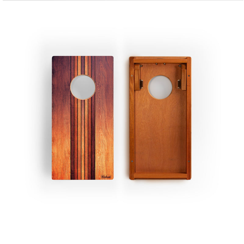Load image into Gallery viewer, 1ft x 2ft Graphic Wood Travel Cornhole Set | Natural Surf Beach Collection