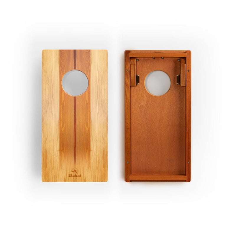 Load image into Gallery viewer, 1ft x 2ft Graphic Wood Travel Cornhole Set | Natural Surf Beach Collection