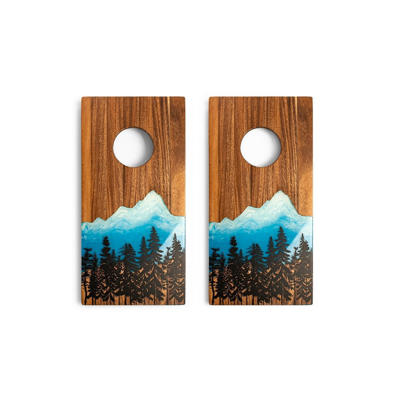 Load image into Gallery viewer, 1ft x 2ft Resin & Wood Travel Cornhole Set | Mountain Collection