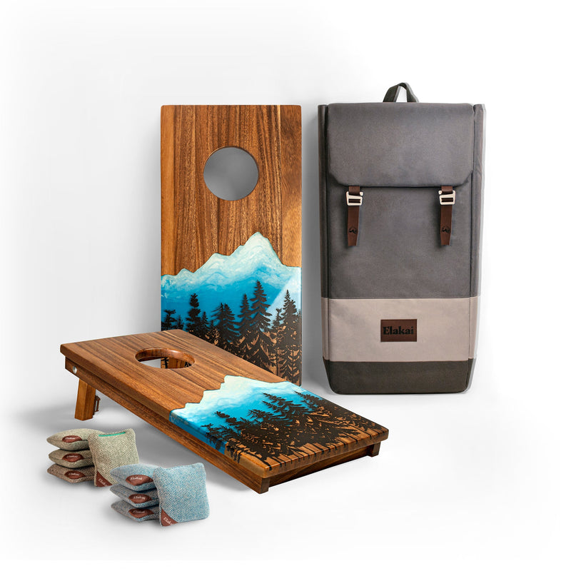Load image into Gallery viewer, 1ft x 2ft Resin & Wood Travel Cornhole Set | Mountain Collection