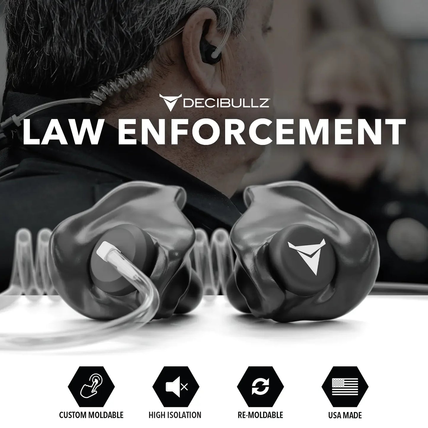 +Isolation Custom Molded Two-Way Surveillance Acoustic Tube Headset (Motorola)