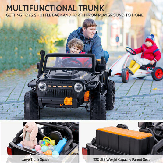 Electric Ride-On Car for Kids with Remote Control, Music, and Lights - 2 Seats, 4 Wheels