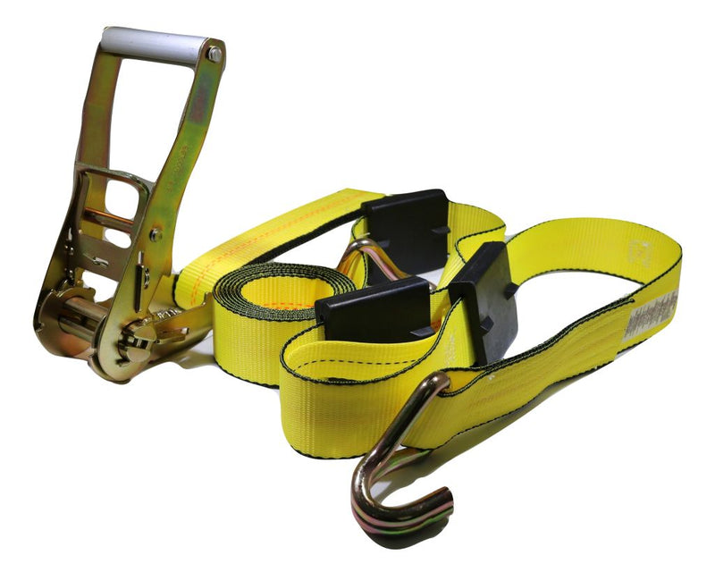 Load image into Gallery viewer, 2" x 11 Ft Over the Wheel 3-Point Auto Tie Down Strap w/ 3 Hooks & 3 Sliding Cleats | 2 PACK