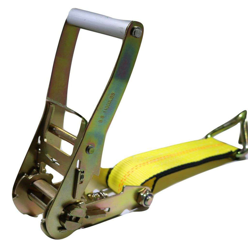 Load image into Gallery viewer, 2" x 11 Ft Over the Wheel 3-Point Auto Tie Down Strap w/ 3 Hooks & 3 Sliding Cleats | R11AHWH