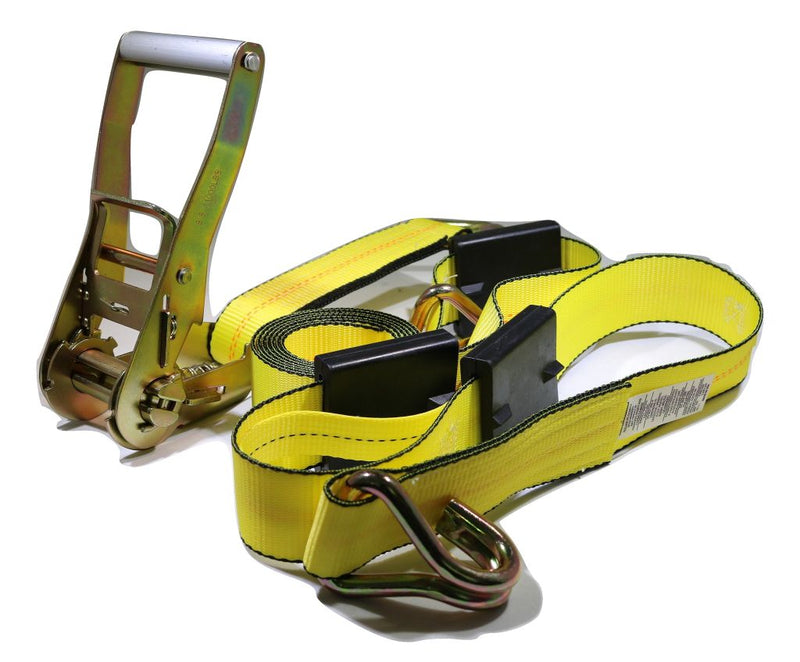 Load image into Gallery viewer, 2" x 11 Ft Over the Wheel 3-Point Auto Tie Down Strap w/ 3 Hooks & 3 Sliding Cleats | 2 PACK