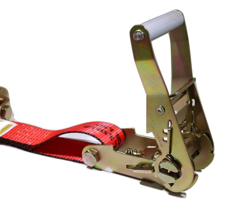 Load image into Gallery viewer, 2" x 11 Ft 3-Point Ratchet Wheel Strap w/ Swivel J Hooks & Swivel J Idler Hook | RED