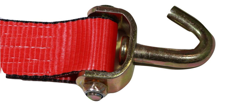 Load image into Gallery viewer, 2" x 11 Ft 3-Point Ratchet Wheel Strap w/ Swivel J Hooks & Swivel J Idler Hook | RED