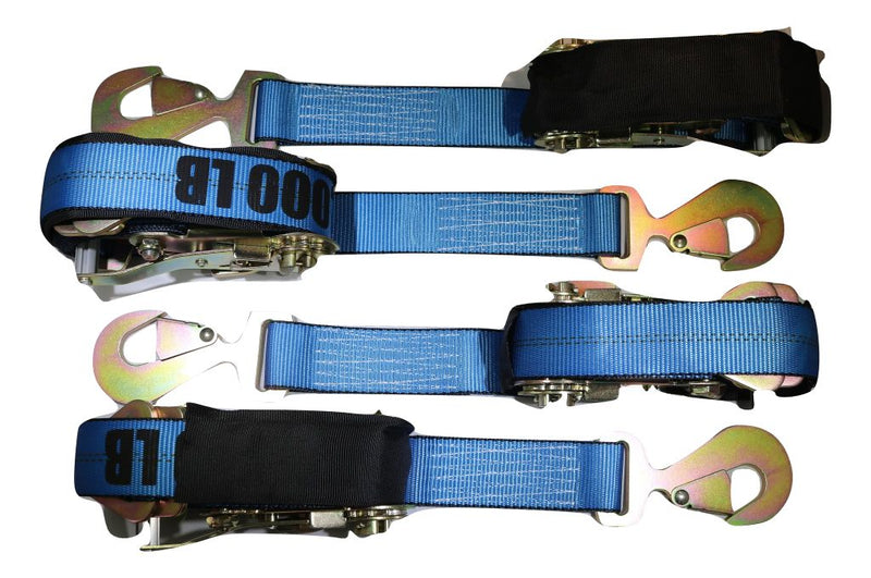 Load image into Gallery viewer, 2" x 8 Ft Axle Wrap Auto Tie Down Ratchet Strap w/ Snap Hooks, BLUE | 4 PACK